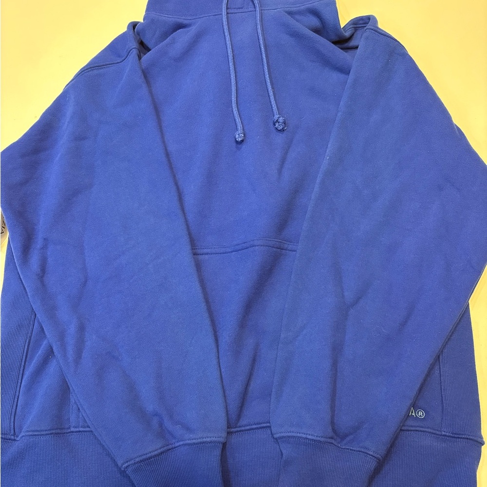 TNA Boyfriend Fit Sweatfleece Blue Hooded Sweat Shirt Size XXS NWT